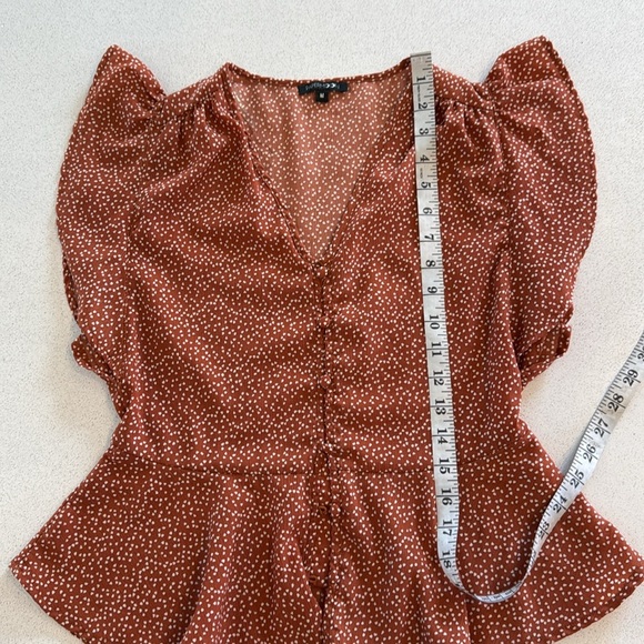 Papermoon Blouse – Size M, Brown with Abstract Dot Print, 100% Polyester - Picture 7 of 11